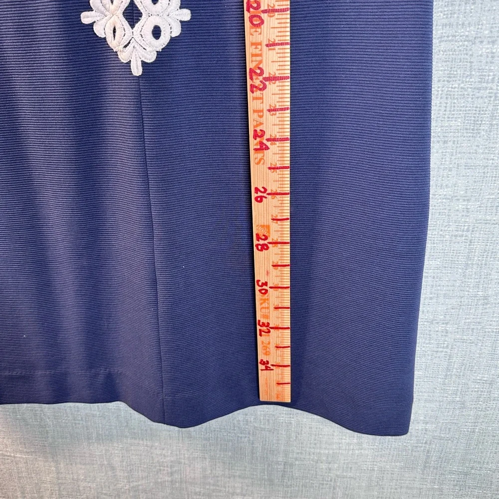 Lilly Pulitzer Callista Shift Dress Navy Blue White Lace High Neck Mini 2zippers - Picture 12 of 12
